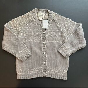 Peek Grey Knit Sweater/cardigan Size 8; NWT